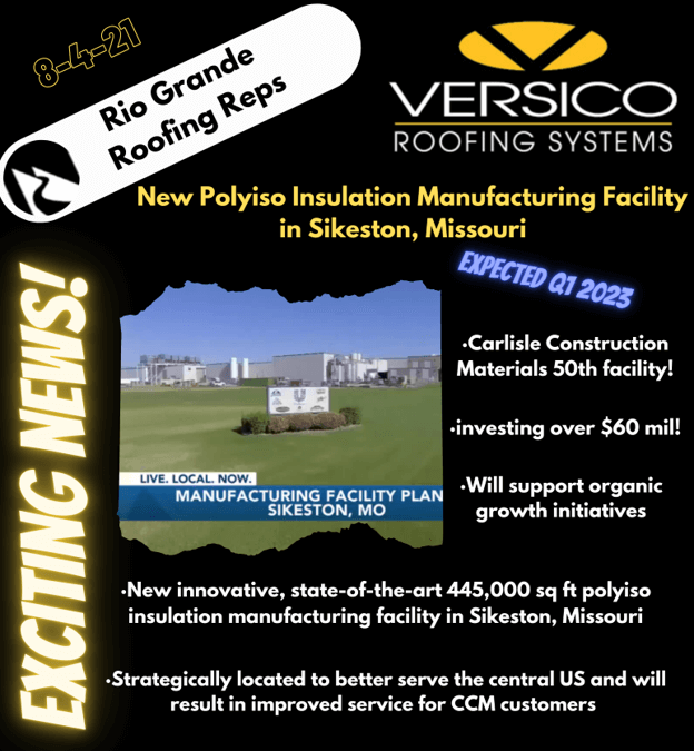 Exciting News! New Versico Polyiso Insulation Manufacturing Facility